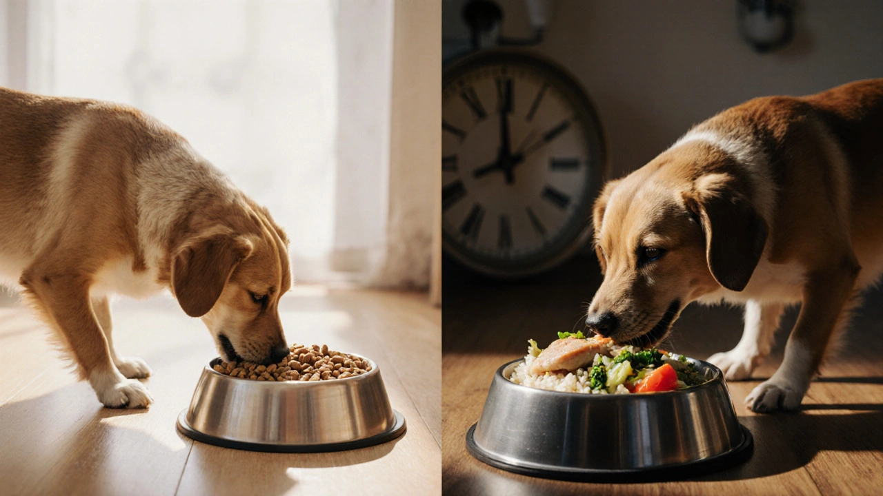 Можно ли кормить собаку утром сухим кормом, а вечером натуралкой?